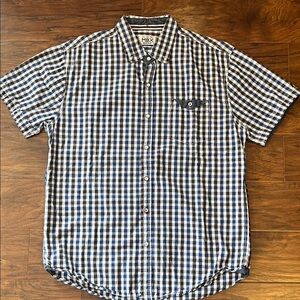 Blue and White Checkered Men's Casual Shirt